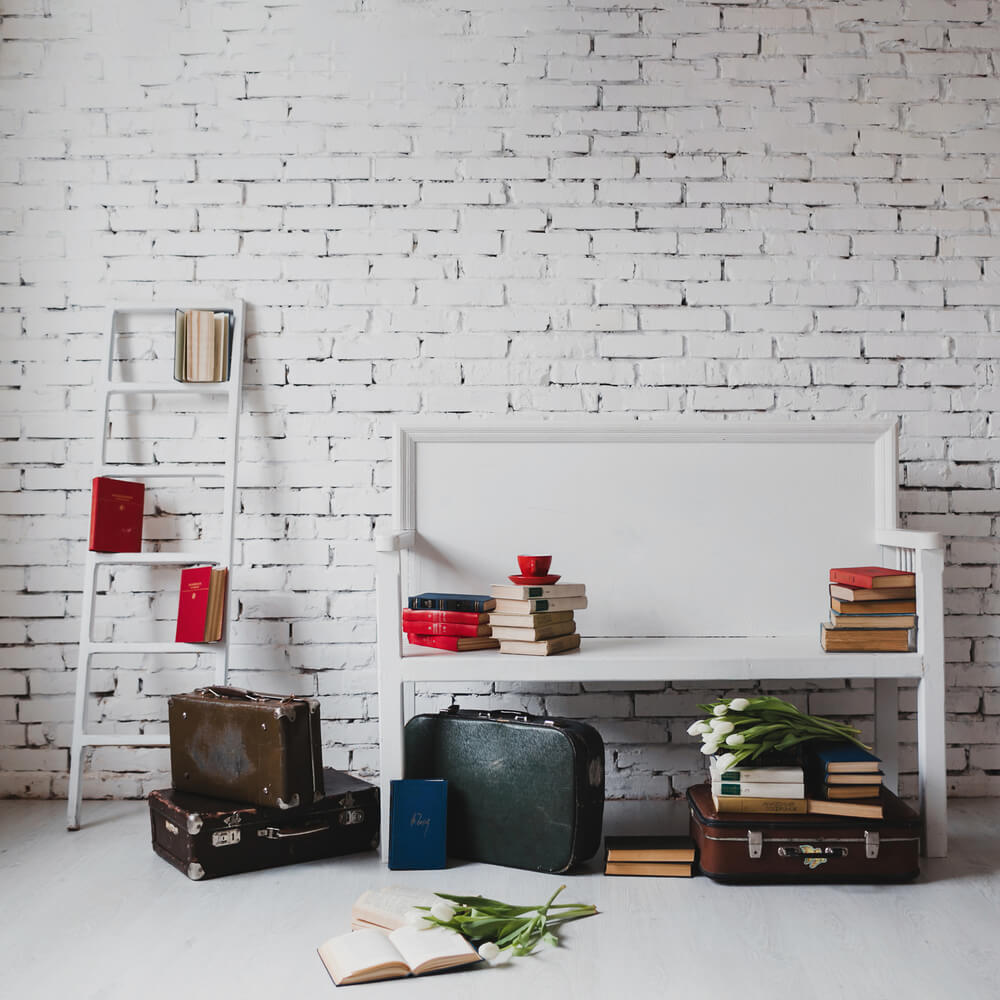 Alte Koffer Bücher Back to School Backdrop DBD7-8