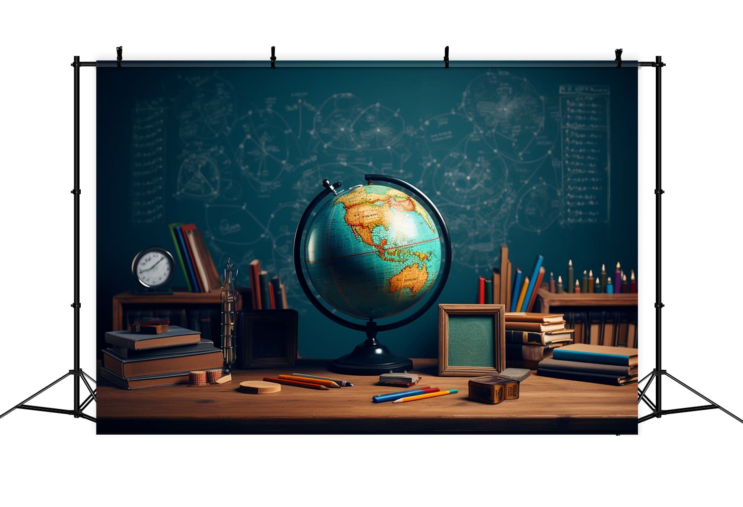 Blackboard Globe Bleistifte Back to School Backdrop DBD7-82