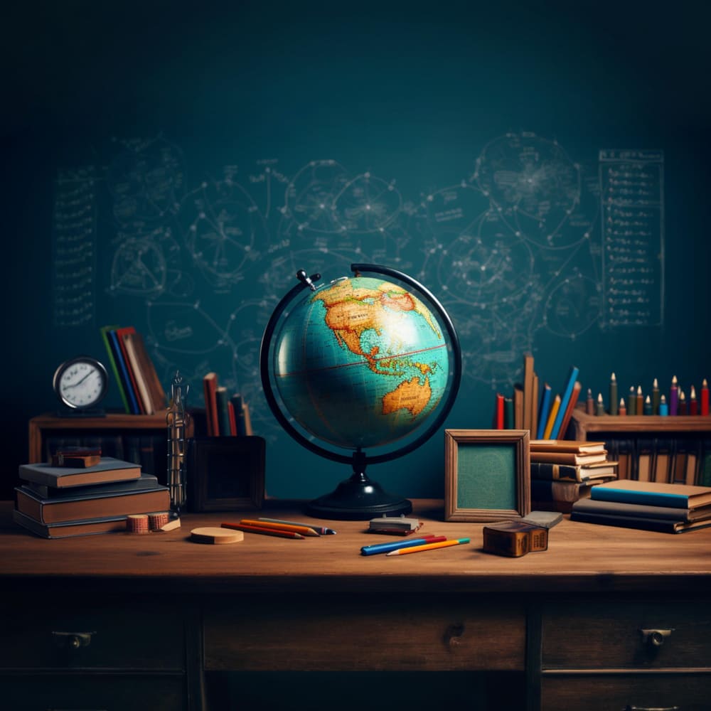 Blackboard Globe Bleistifte Back to School Backdrop DBD7-82