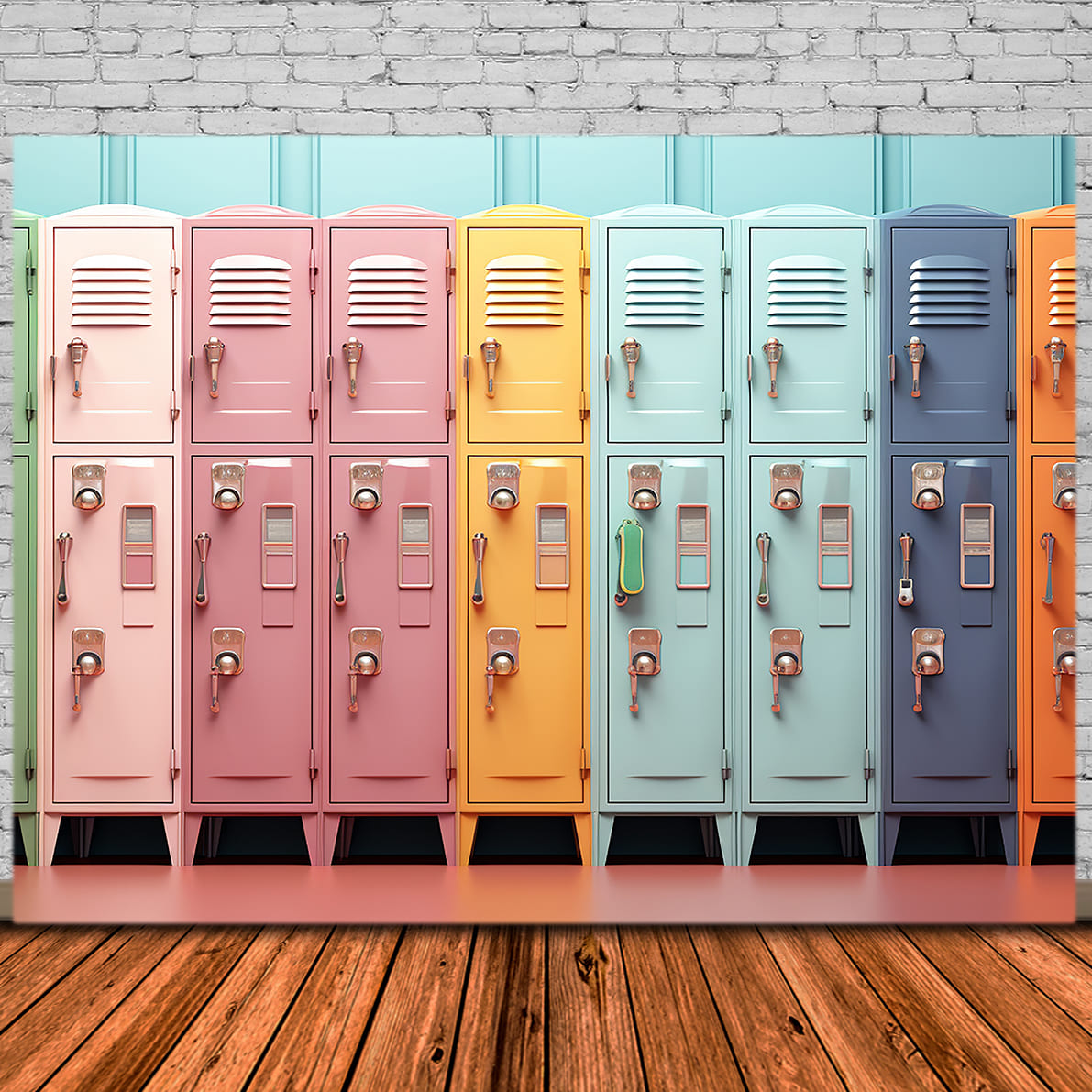 Schule Bunte Schließfächer Fotohintergrund DBD7-85