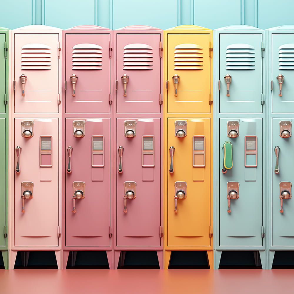 Schule Bunte Schließfächer Fotohintergrund DBD7-85