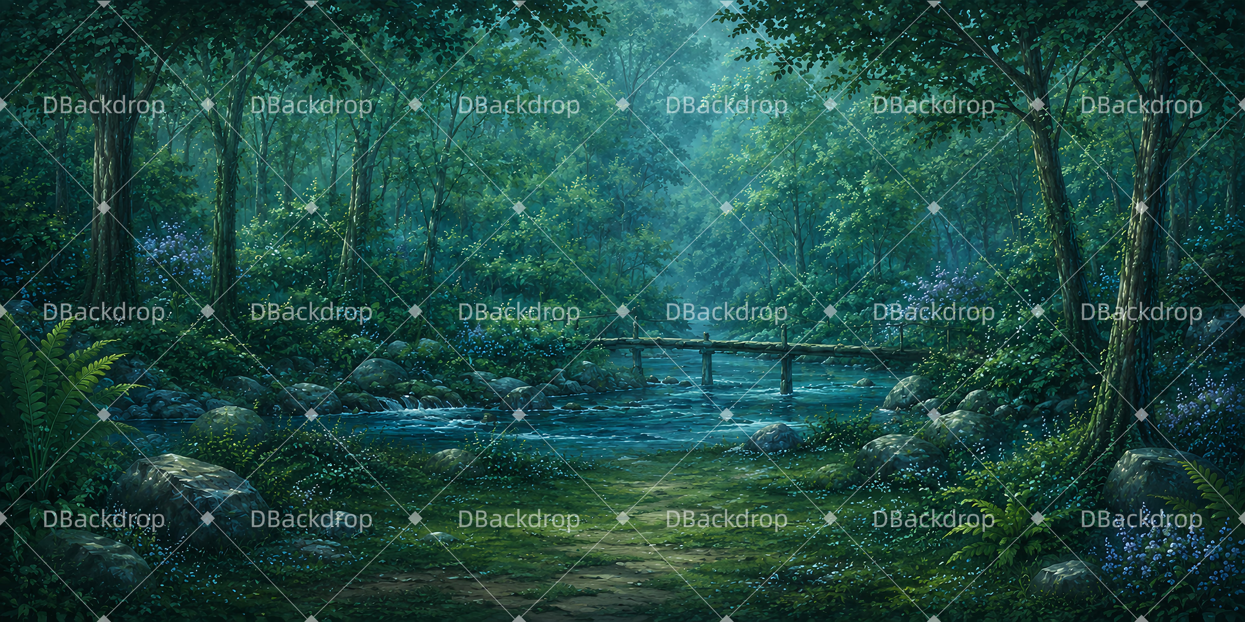 Romantischer Regenwald atmosphärischer Bühnenhintergrund DLS65-T8