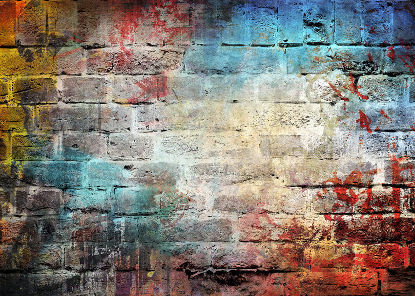 Graffiti Backsteinmauer Retro Fotografie Hintergrund GB-35