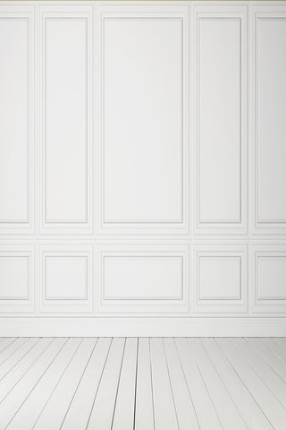Klassisches weißes Interieur mit Holzbodenhintergrund für Fotos GC-78