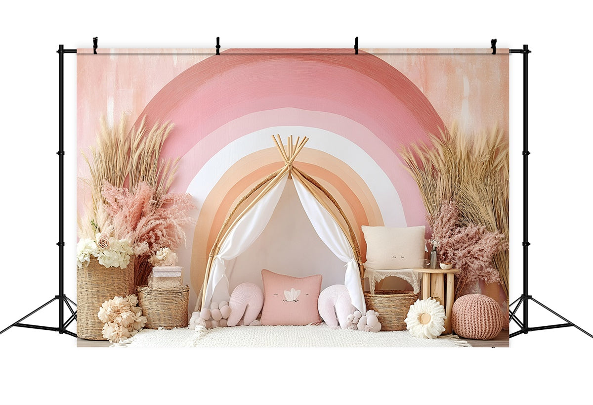 Boho Fotografie Backdrop Soft Pink Regenbogen Backdrop GQ2-1