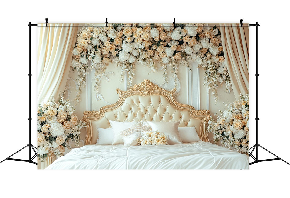 Muttertag Fotokulisse Vintage Creme Rose Bett Hintergrund GQ2-108