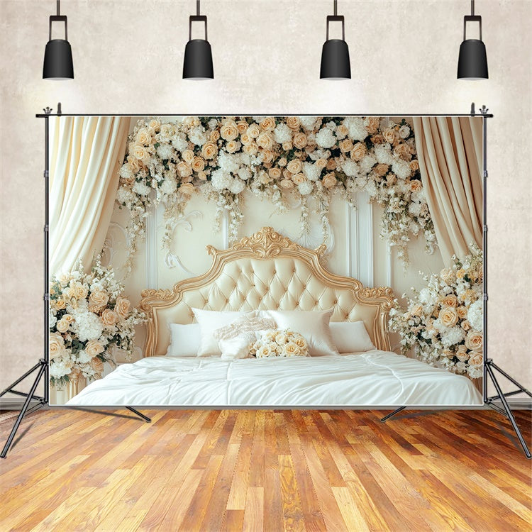 Muttertag Fotokulisse Vintage Creme Rose Bett Hintergrund GQ2-108