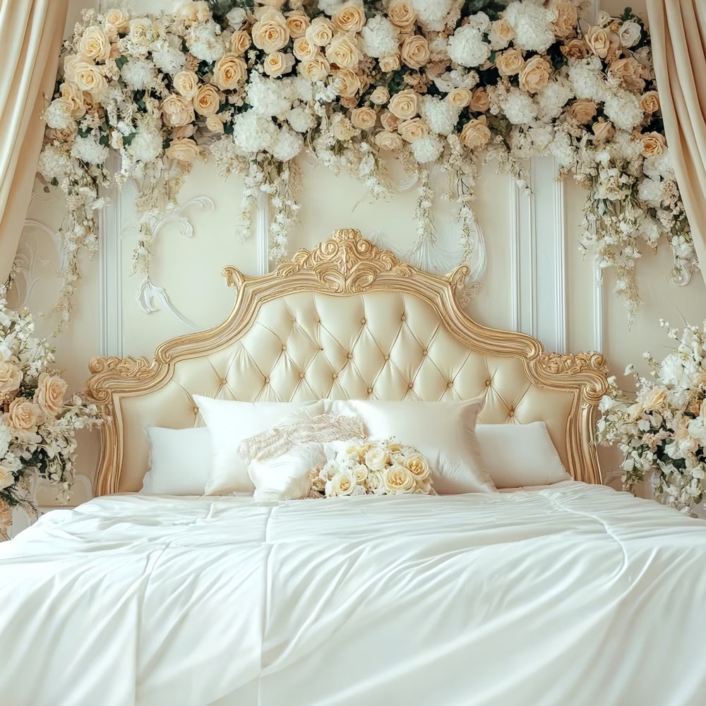 Muttertag Fotokulisse Vintage Creme Rose Bett Hintergrund GQ2-108