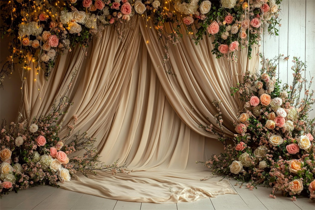 Muttertag Fotokulisse Warmes Glühen Floral Drapierte Kulisse GQ2-109