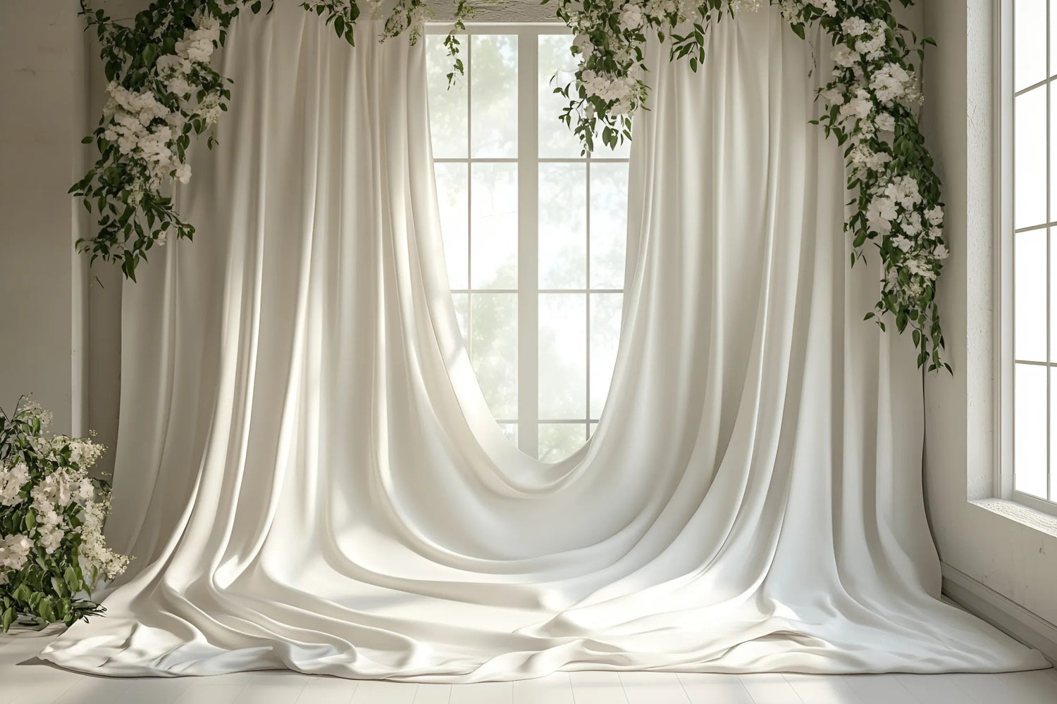 Muttertag Fotohintergrund Weiches Grün Weißer Draperie-Hintergrund GQ2-115