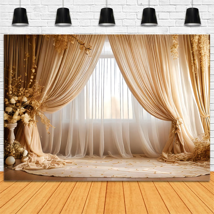 Muttertag Fotokulisse Vintage Golden Blossom Drapes Hintergrund GQ2-117