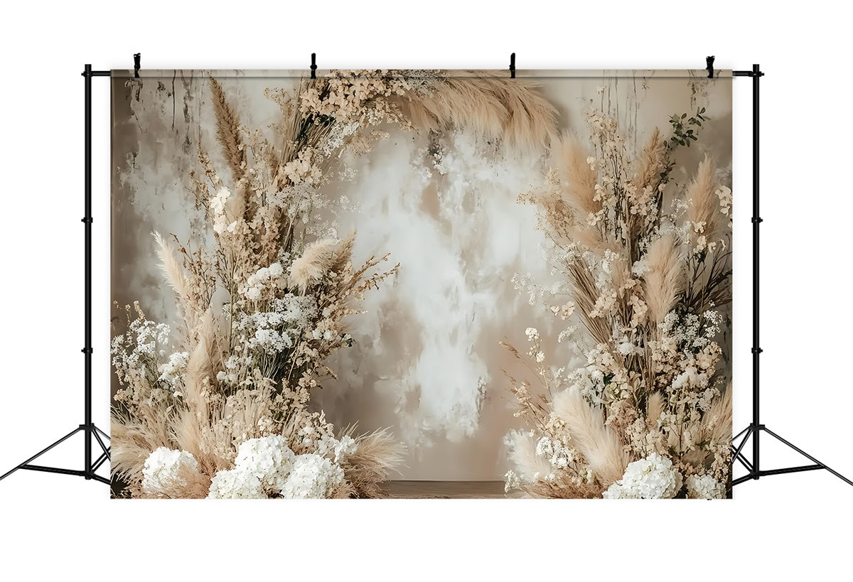 Boho Backdrops Rustikale Pampas Weiß Floral Bogen Hintergrund GQ2-12