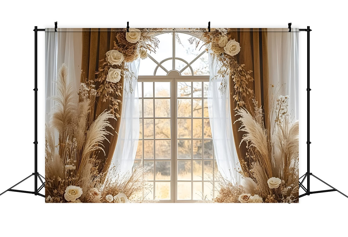 Backdrops für Muttertag Elegante weiße Rose Bogen Hintergrund GQ2-120