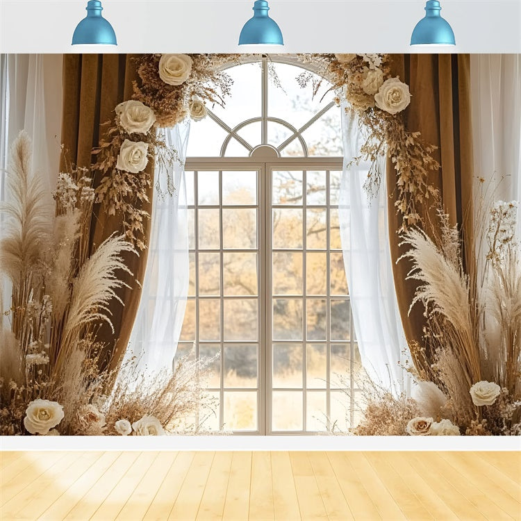 Backdrops für Muttertag Elegante weiße Rose Bogen Hintergrund GQ2-120
