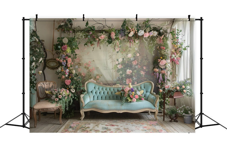 Backdrops für Muttertag Weiches Pastell Rosen Sofa Hintergrund GQ2-127