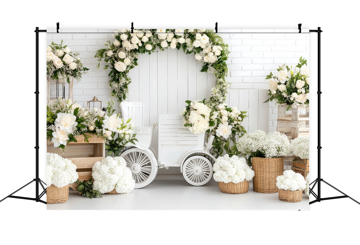 Happy Mother's Day Backdrop Frische weiße Rose Arch Backdrop GQ2-129