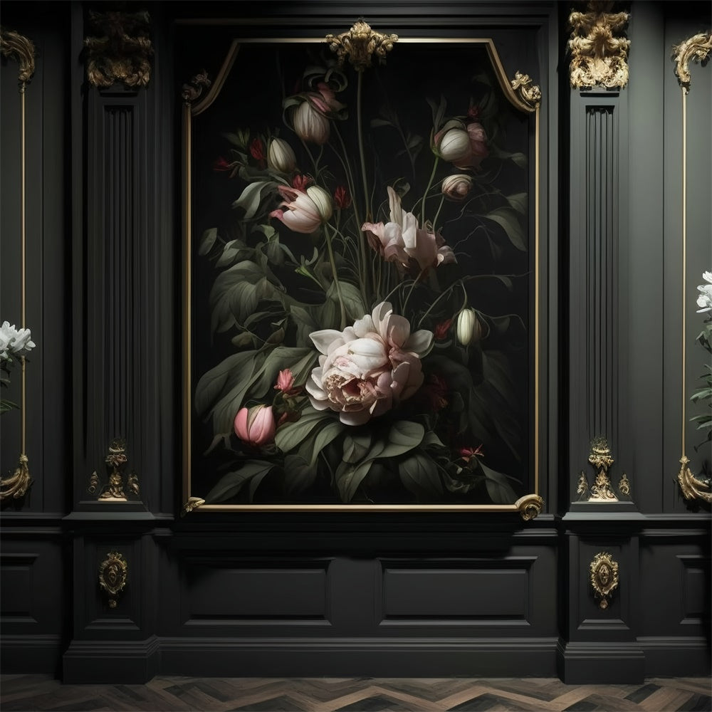 Muttertags-Hintergrundbilder Elegante Blumenwand Goldrahmen-Hintergrundbild GQ2-134