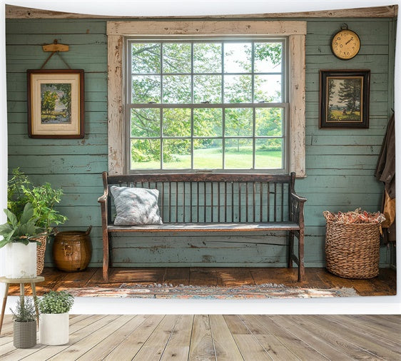 Backdrops für Muttertag Serene Window View Bench Backdrop GQ2-146