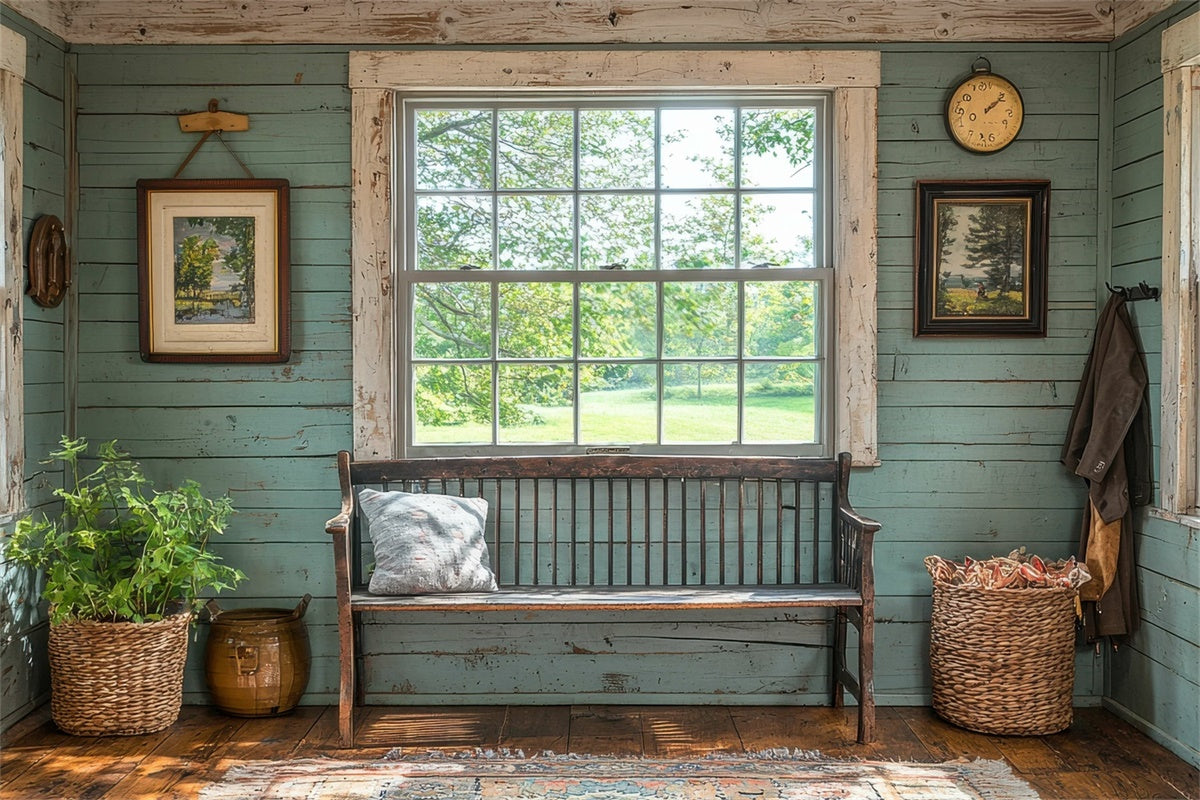 Backdrops für Muttertag Serene Window View Bench Backdrop GQ2-146