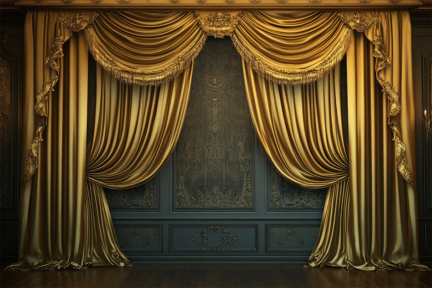 Muttertag Backdrop Goldene Vorhänge Verzierte Wand Backdrop GQ2-148