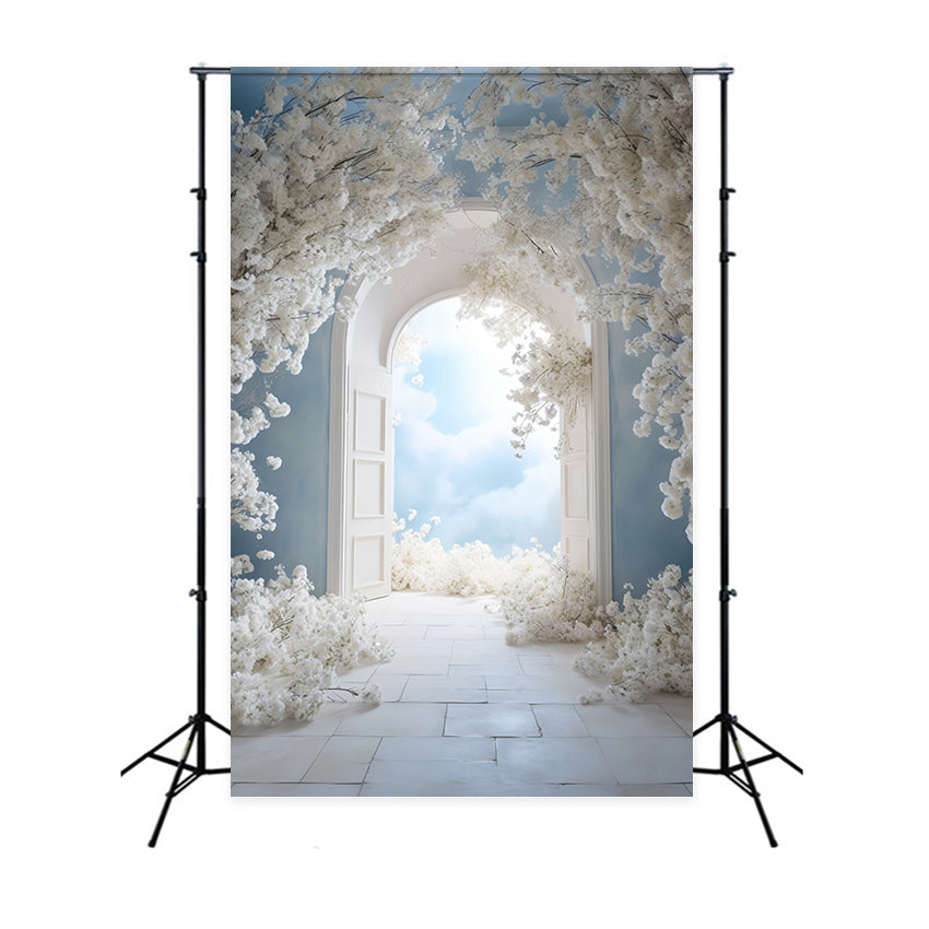 Muttertag Fotokulisse Ruhige weiße Blumenbogen Kulisse GQ2-149