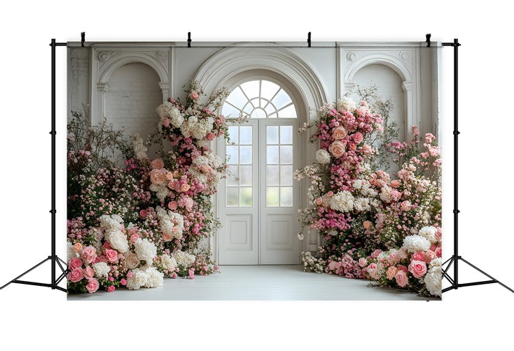Muttertag Backdrop Ideen Vibrant Flower White Arch Backdrop GQ2-163