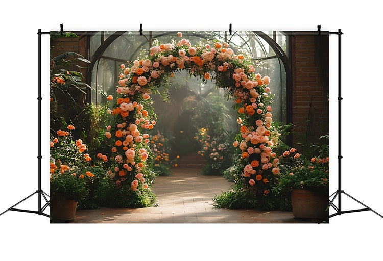 Muttertag Fotokulissen Üppiger Rosengarten Bogen Hintergrund GQ2-166