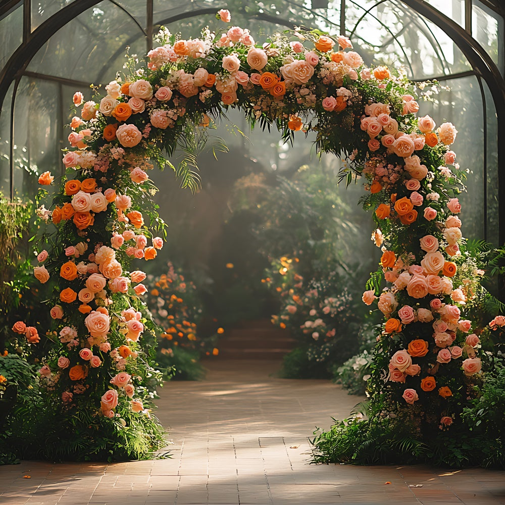 Muttertag Fotokulissen Üppiger Rosengarten Bogen Hintergrund GQ2-166