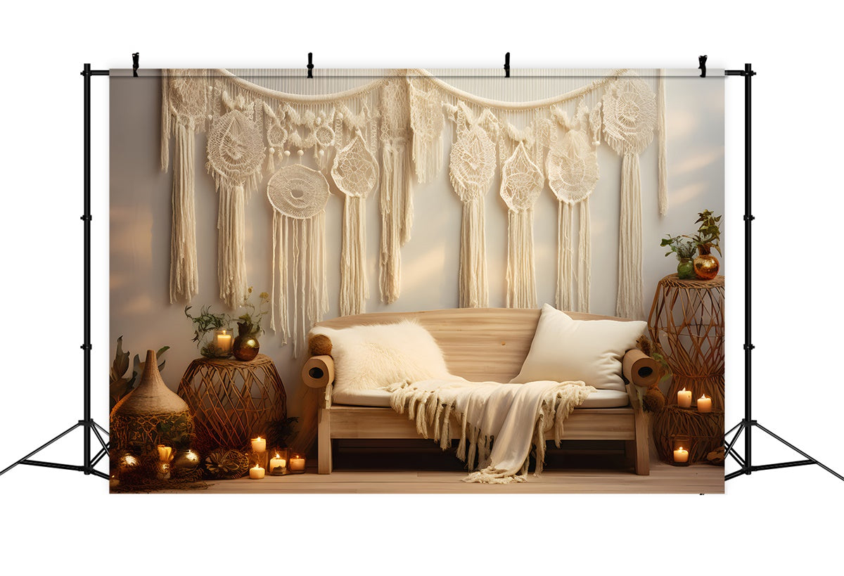 Bohemian Backdrop Elegante Makramee Warme Beleuchtung Hintergrund GQ2-17