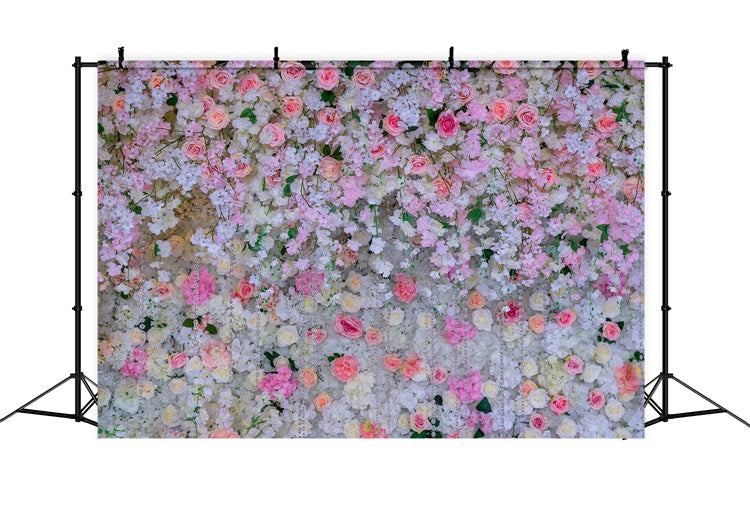 Backdrops für Muttertag Hellrosa Blumen Kaskade Hintergrund GQ2-170