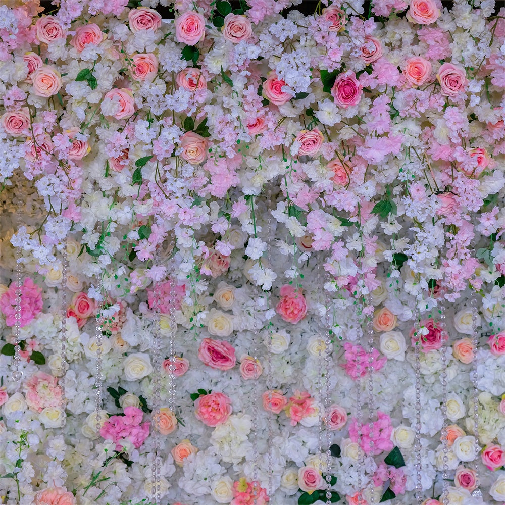 Backdrops für Muttertag Hellrosa Blumen Kaskade Hintergrund GQ2-170