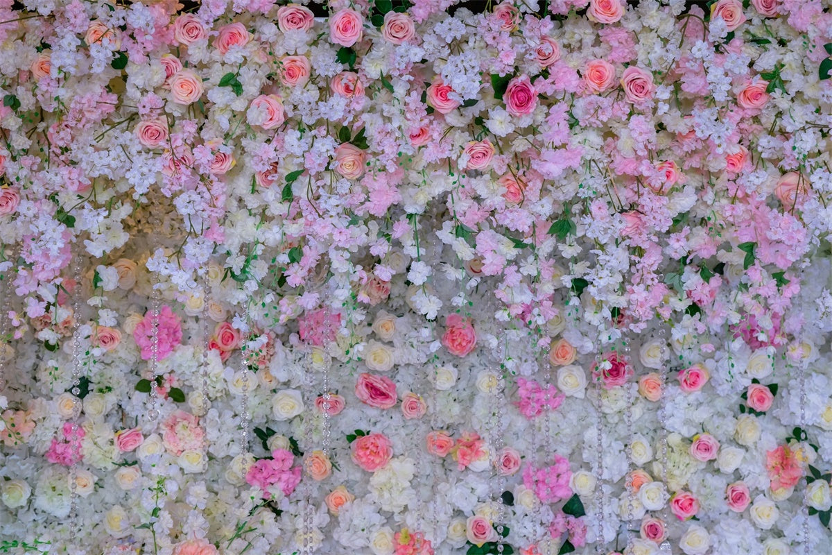 Backdrops für Muttertag Hellrosa Blumen Kaskade Hintergrund GQ2-170