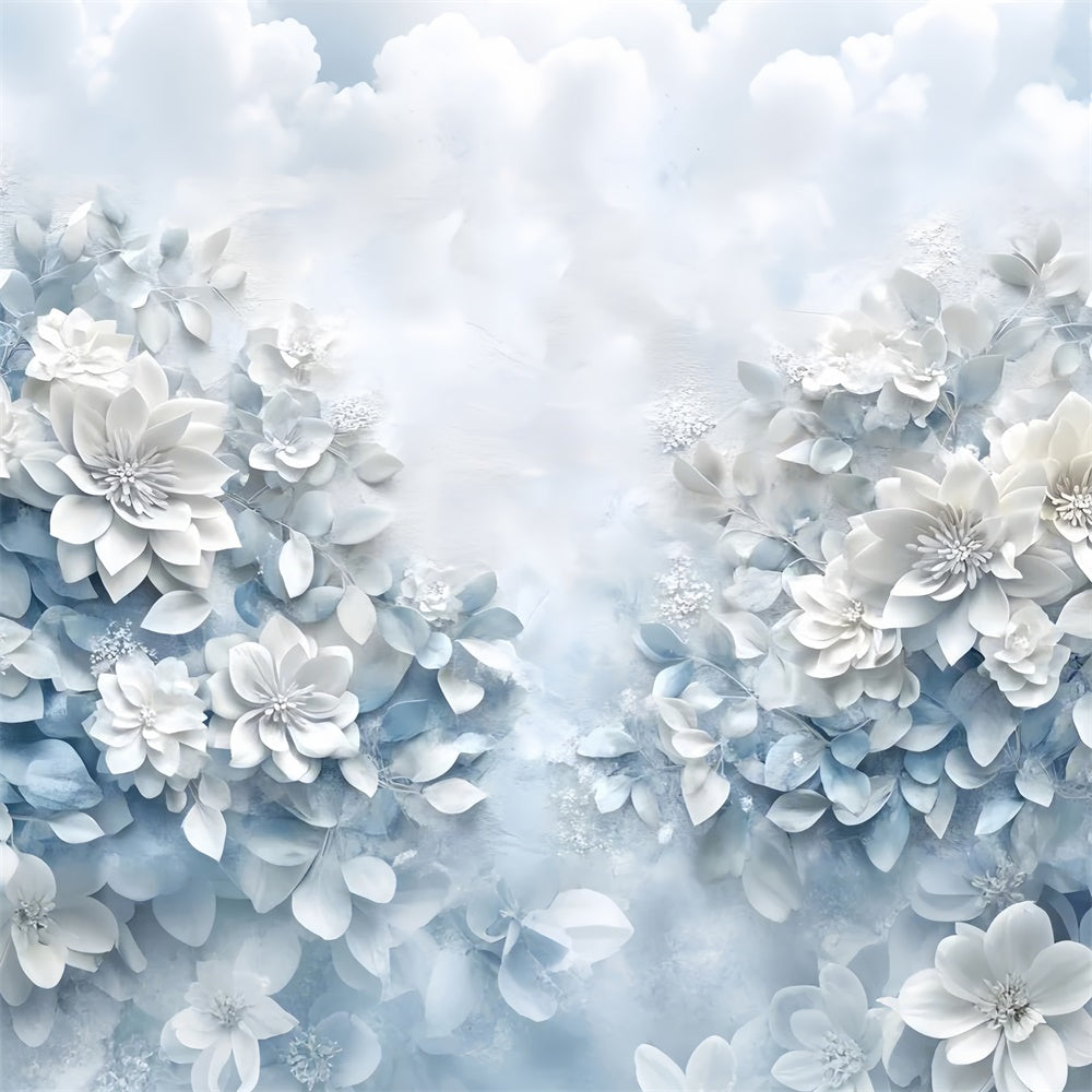 Backdrops für Muttertag Blau Weiß Floral Elegant Backdrop GQ2-174