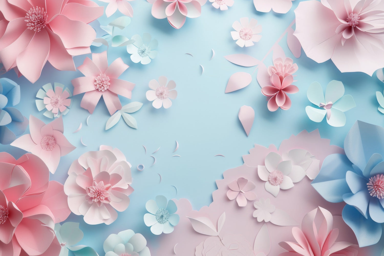 Muttertag Backdrop Zarte Papierblume Blau Backdrop GQ2-175