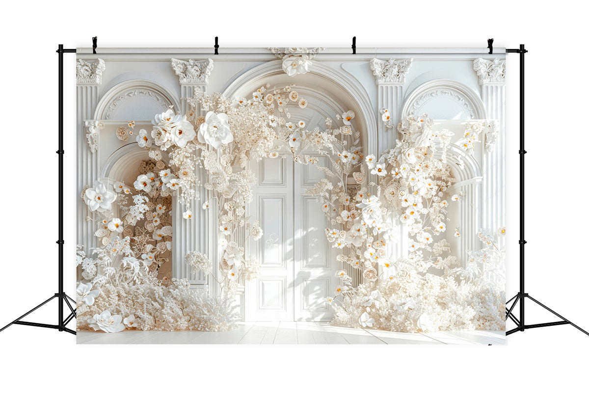 Backdrops für Muttertag Zarte weiße Blüte Bogen Backdrop GQ2-178
