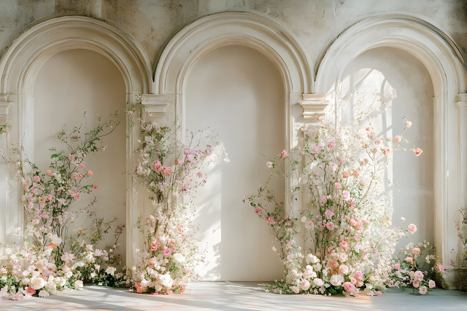 Muttertags-Hintergrund Blühende rosa Rosen Bogenhintergrund GQ2-183