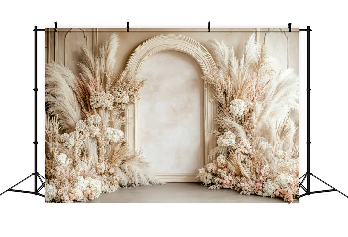 Backdrops für Muttertag Elegant Beige Blumenbogen Backdrop GQ2-185