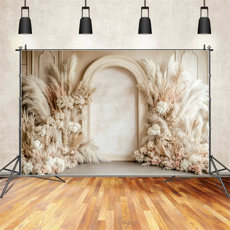 Backdrops für Muttertag Elegant Beige Blumenbogen Backdrop GQ2-185