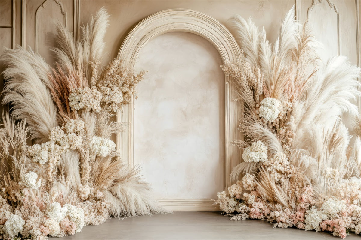 Backdrops für Muttertag Elegant Beige Blumenbogen Backdrop GQ2-185
