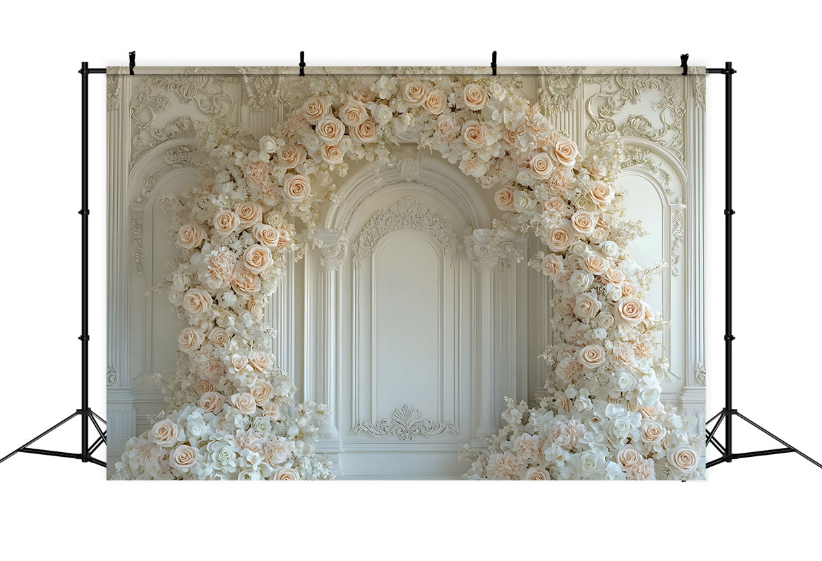 Ideen für Muttertag Backdrop Pfirsich Rose Floral Bogen Backdrop GQ2-186