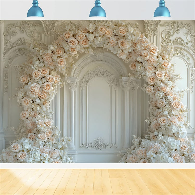Ideen für Muttertag Backdrop Pfirsich Rose Floral Bogen Backdrop GQ2-186