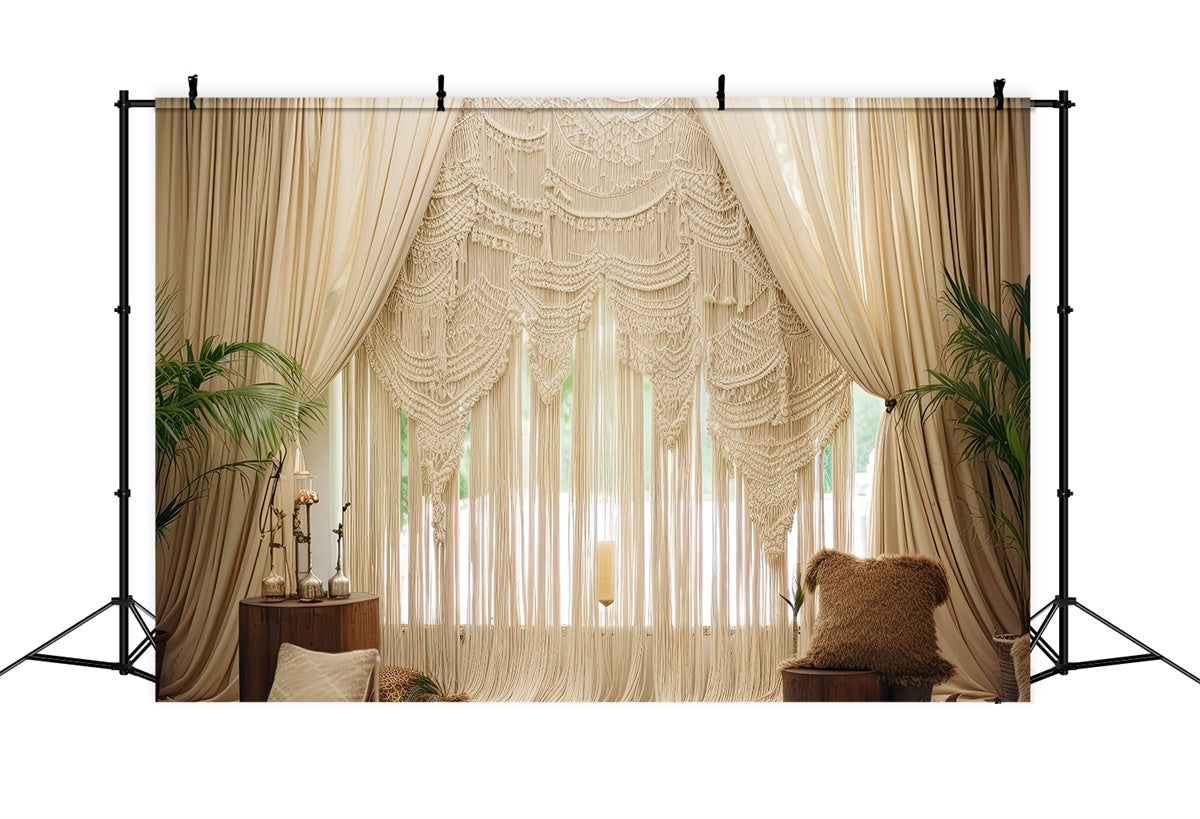 Boho Backdrop Ideen Chic Drapes Makrame Pflanzen Backdrop GQ2-19