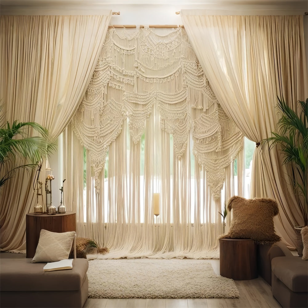 Boho Backdrop Ideen Chic Drapes Makrame Pflanzen Backdrop GQ2-19