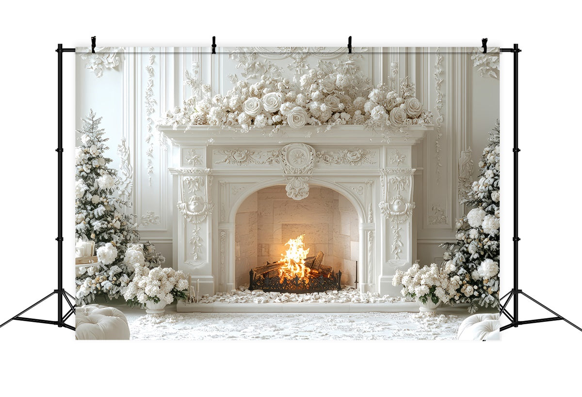Muttertag Fotokulissen Weiße Weihnachten Kamin Hintergrund GQ2-192