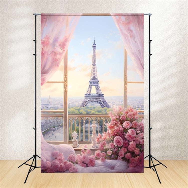 Happy Mother's Day Backdrop Eiffelturm Floral Romance Backdrop GQ2-196