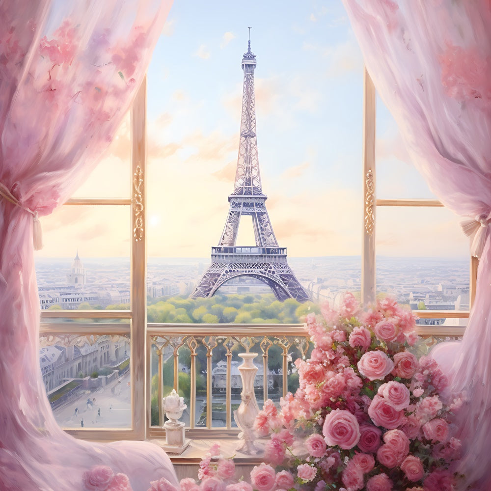 Happy Mother's Day Backdrop Eiffelturm Floral Romance Backdrop GQ2-196