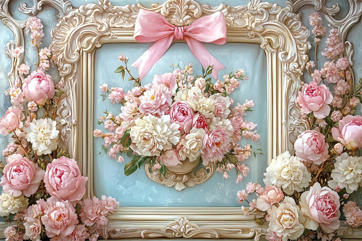 Hintergrundbilder für den Muttertag Eleganter Blumenstrauß mit Rahmen Hintergrundbild GQ2-202