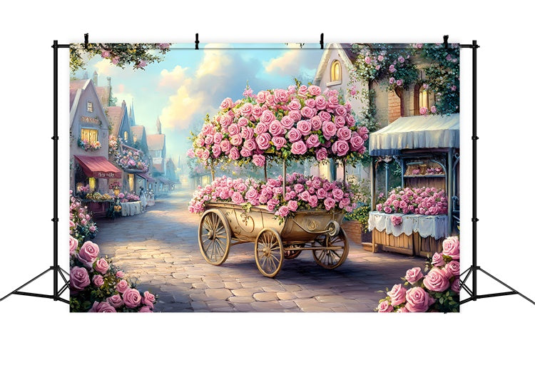 Muttertag Backdrop Ideen Rose Cart Enchanted Street Backdrop GQ2-203