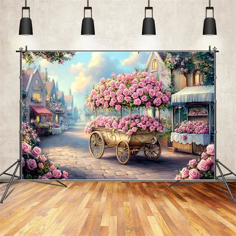 Muttertag Backdrop Ideen Rose Cart Enchanted Street Backdrop GQ2-203