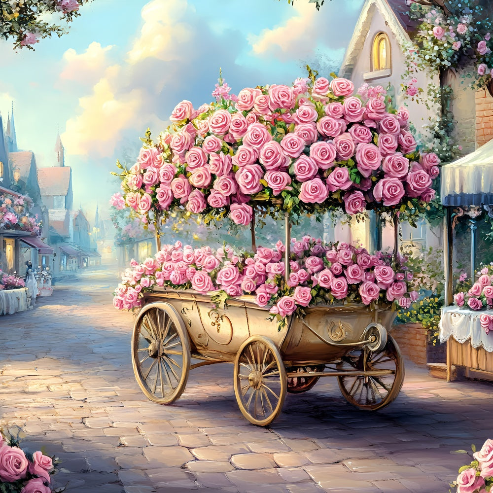 Muttertag Backdrop Ideen Rose Cart Enchanted Street Backdrop GQ2-203